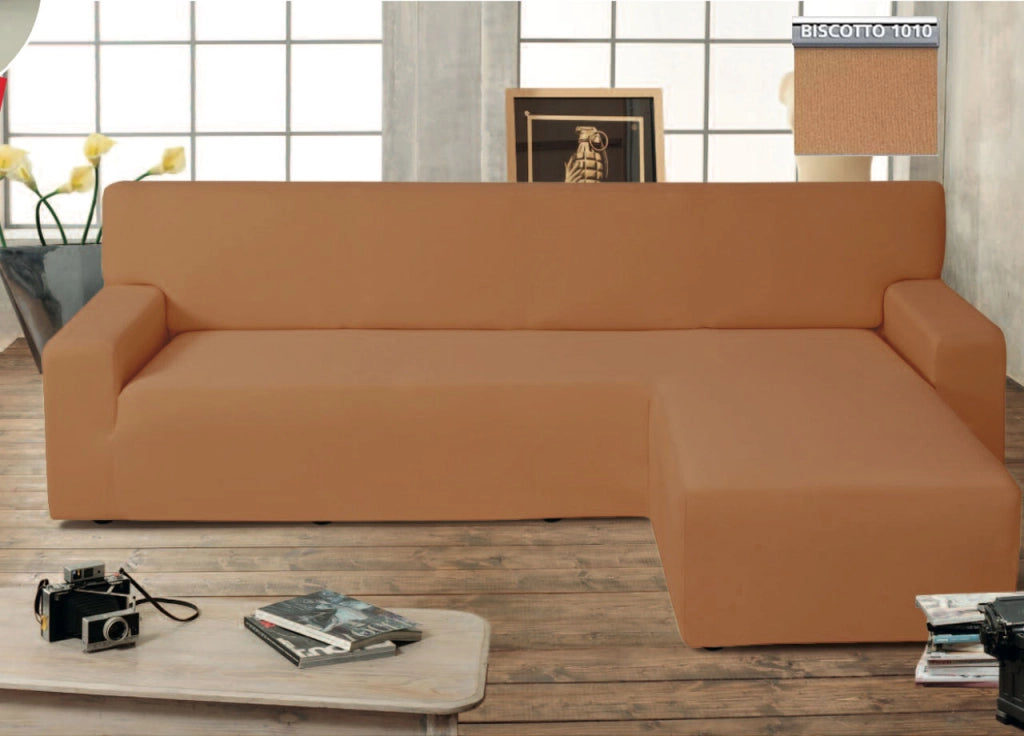 Copridivano Genius Con Penisola Chaise Longue Modello Swing Colore Biscotto - Destra - Biscotto