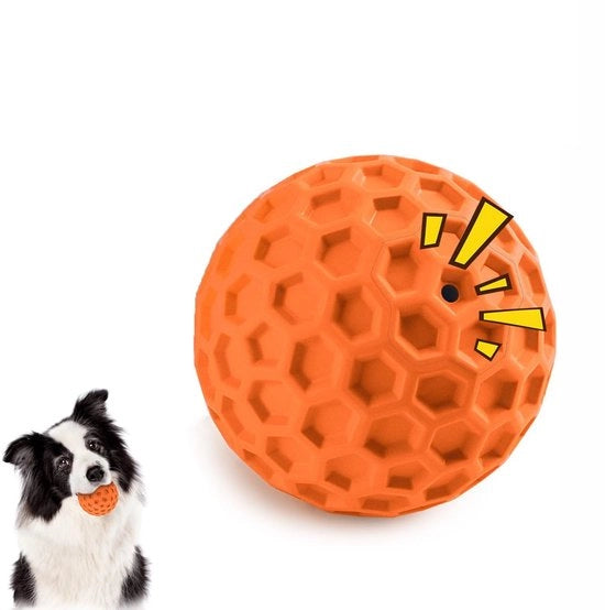 Bal per cani - Giocattolo per cani in gomma naturale indeformabile - Giocattolo interattivo con suono per cani - Bal per cani robusto - Giocattolo per cani con suono e funzione igienica - 5,5 cm di diametro