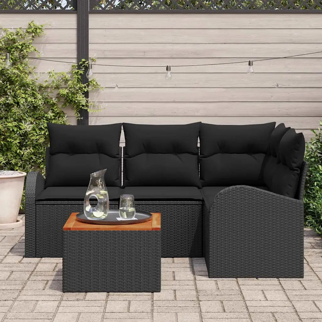 Set Divano da Giardino con archiviazione 5 pcs Nero polyrattan 3356245