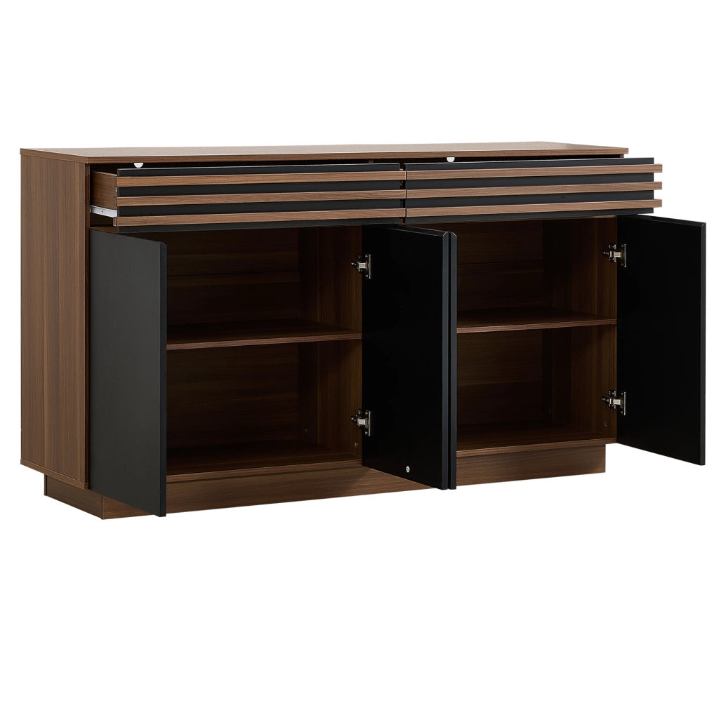Sideboard moderno in MDF 150x40x85 cm nero e marrone