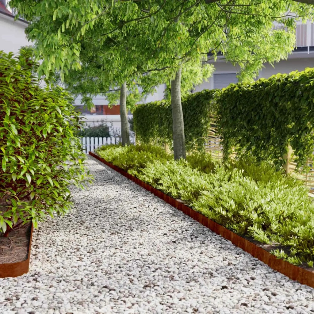 Bordure per Prato 10 pz 10x103 cm Flessibili in Acciaio Corten 821890