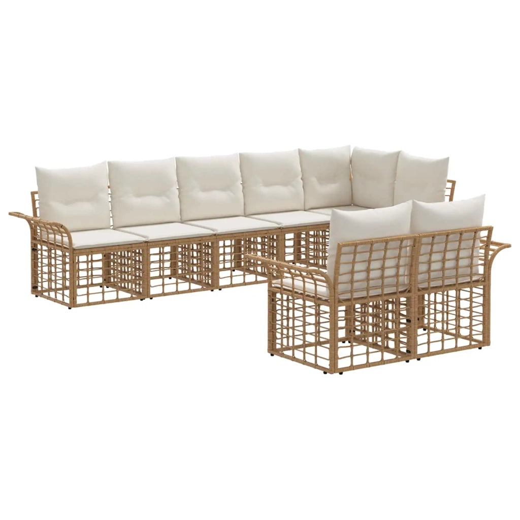 Set di divani da esterno 8 pz Naturale e Bianco Crema 3437730