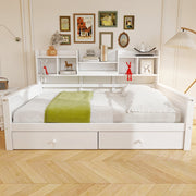 Letto singolo divano 90x200 cm bianco con cassetti