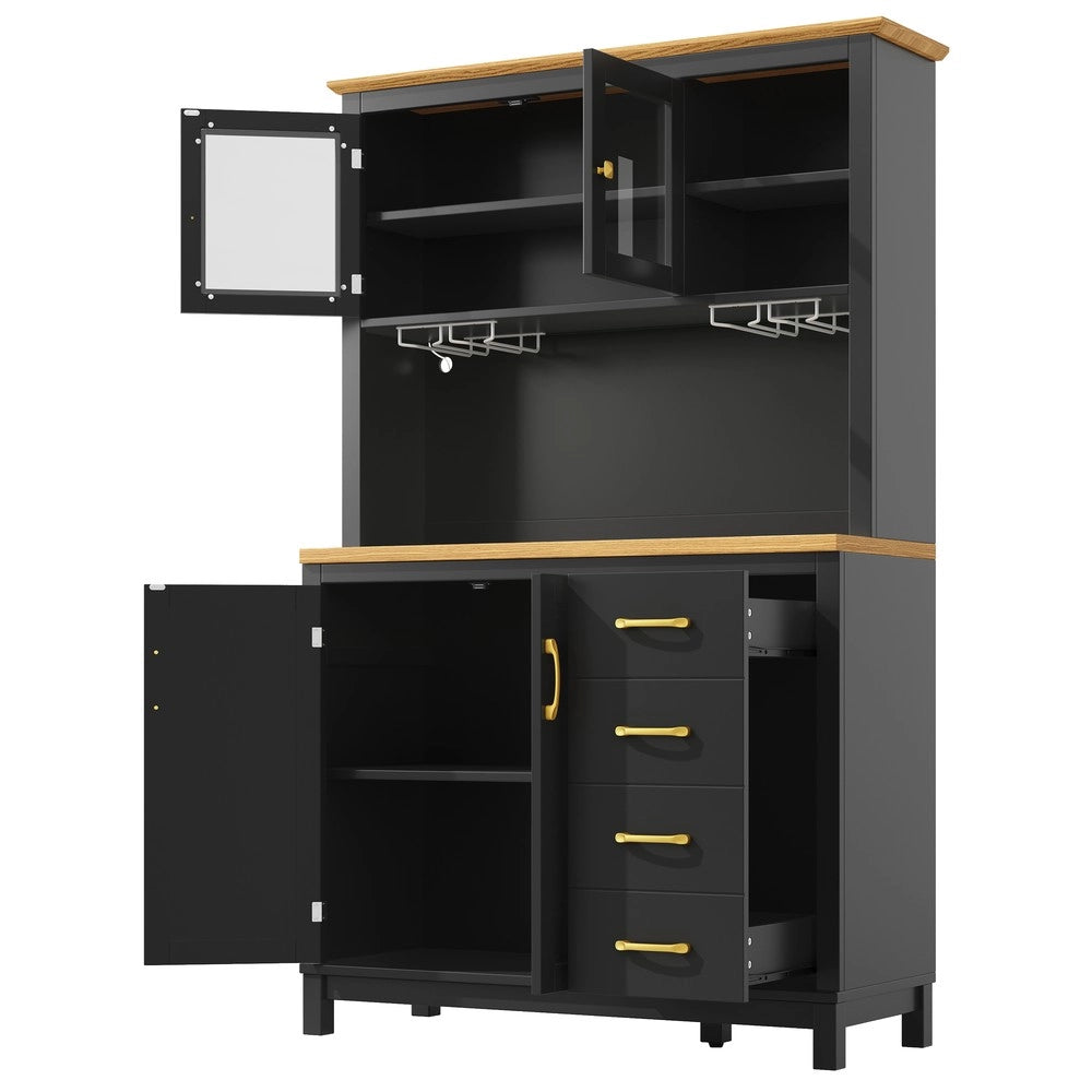 Credenza Buffet con LED ¨C Xylo ¨C Verde/Nero/Bianco, 4 Ante, 105x40x180cm