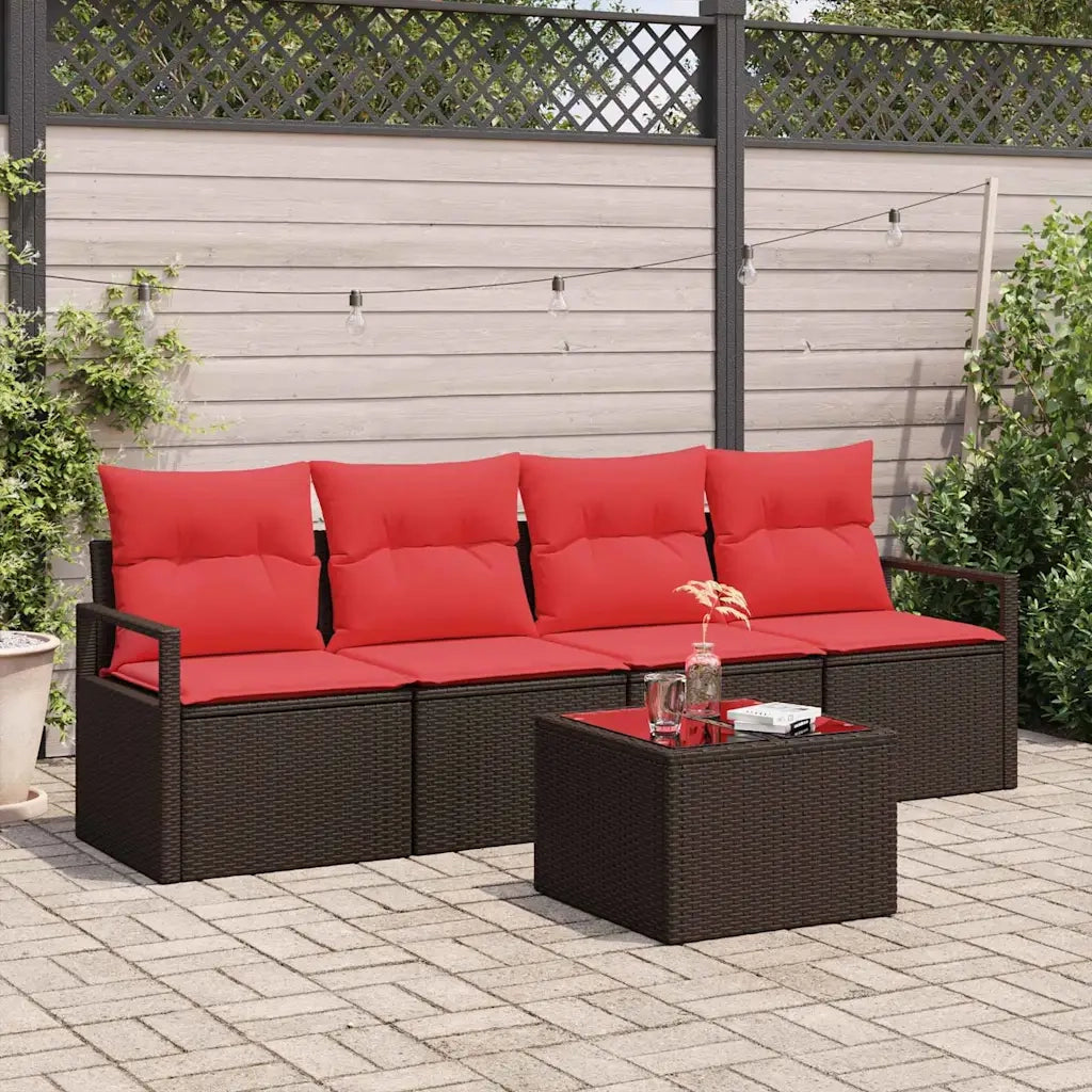 Set di divani con cuscino 5 pcs Beige e Rosso polyrattan 3354923