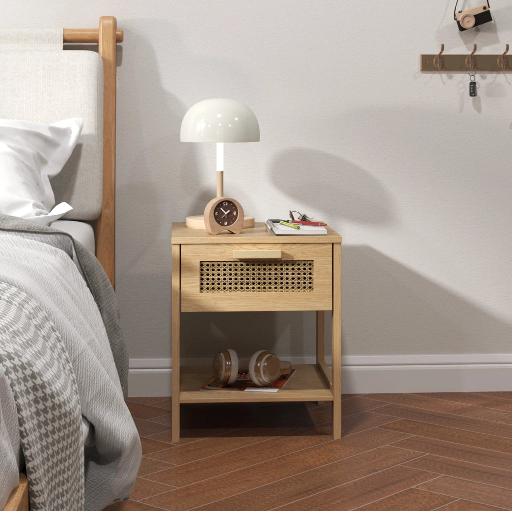 Comodino in legno con cassetto e ripiano 40 x 40 x 48,4 cm