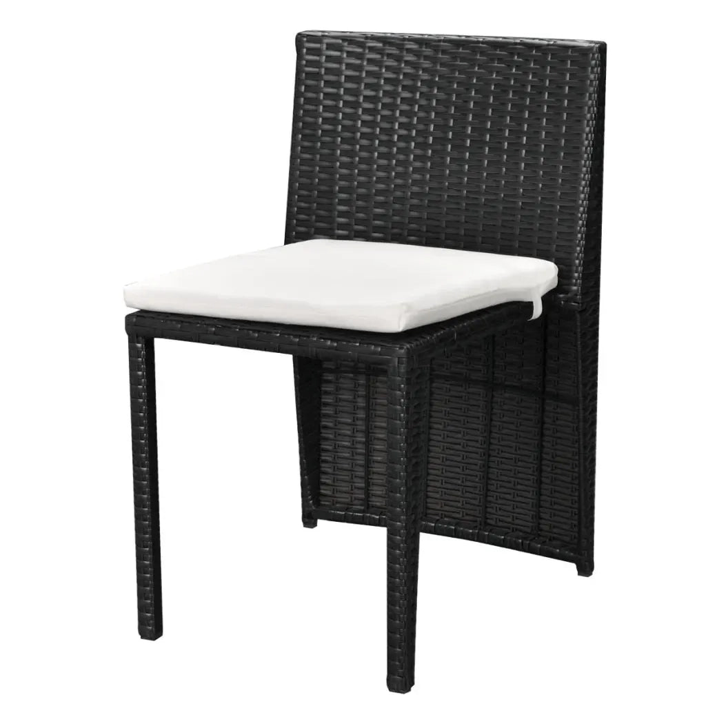 Set da Bistrot 3 pz | Set Salotto da Giardino con Cuscini in Polyrattan Nero
