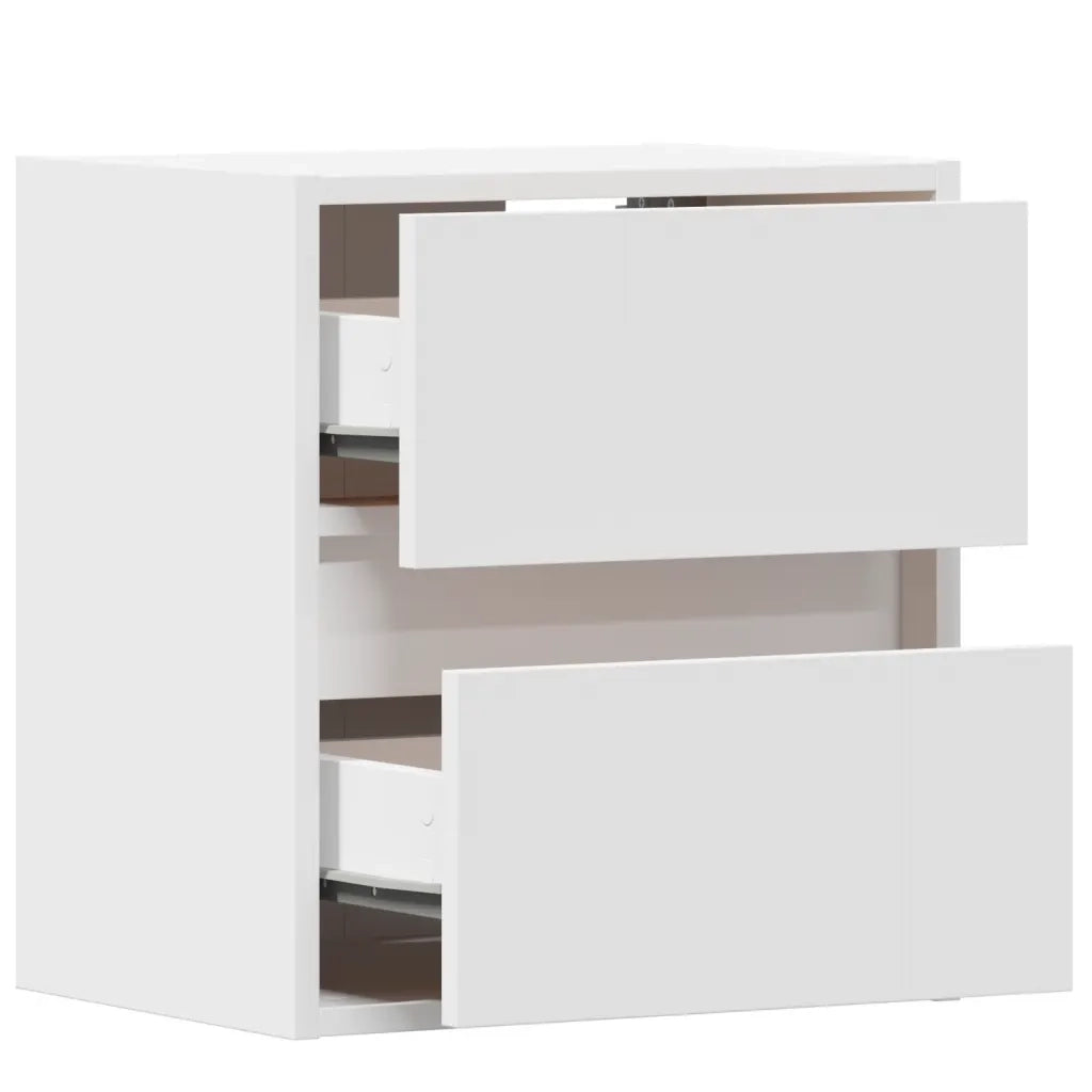 Set di 2 Comodini | Armadio da Notte | Mobiletto da notte a Parete con Luci LED Bianchi