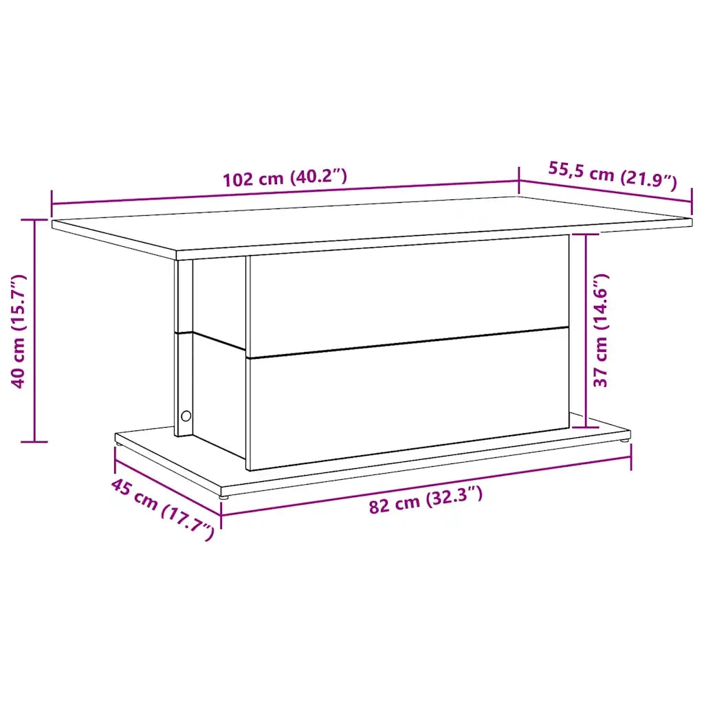Tavolino Salotto Rovere Artigianale 102x55,5x40cm in Truciolato 856807
