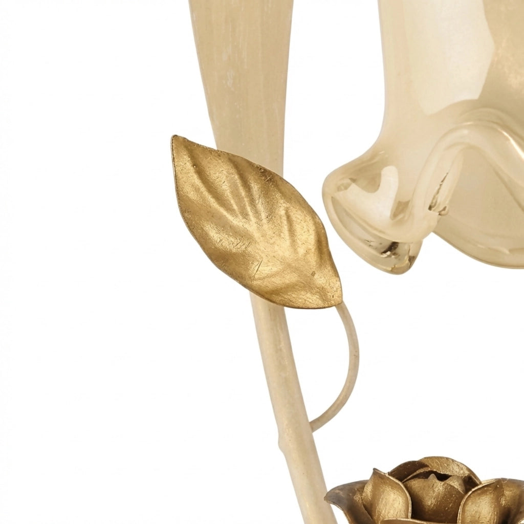 Lumetto Arte Povera Cesto Metallo Avorio E Oro 1 Luce E14