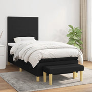 Giroletto a Molle con Materasso-Struttura Letto Nero 80x200 cm inTessuto 781417