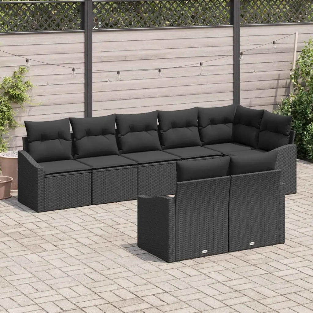 Set di divani con cuscino 8 pcs Nero polyrattan 3346773