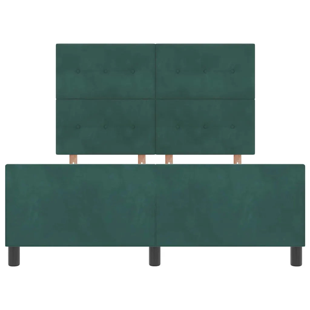 Letto a molle con testiera Verde Scuro 140 x 190 cm Velluto