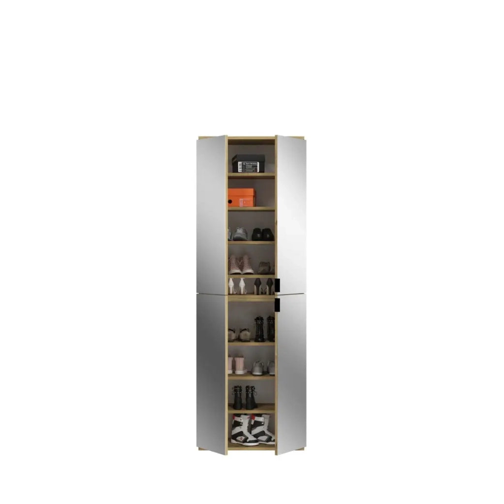 Armadio contenitore 8 porte con 4 specchi – Rovere chiaro – BODITE