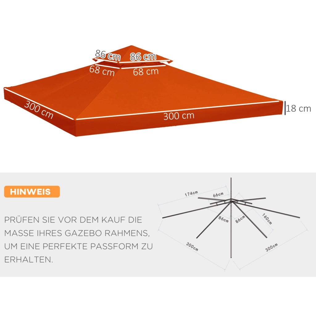 Telo di ricambio doppio per gazebo 3 x 3 m rosso
