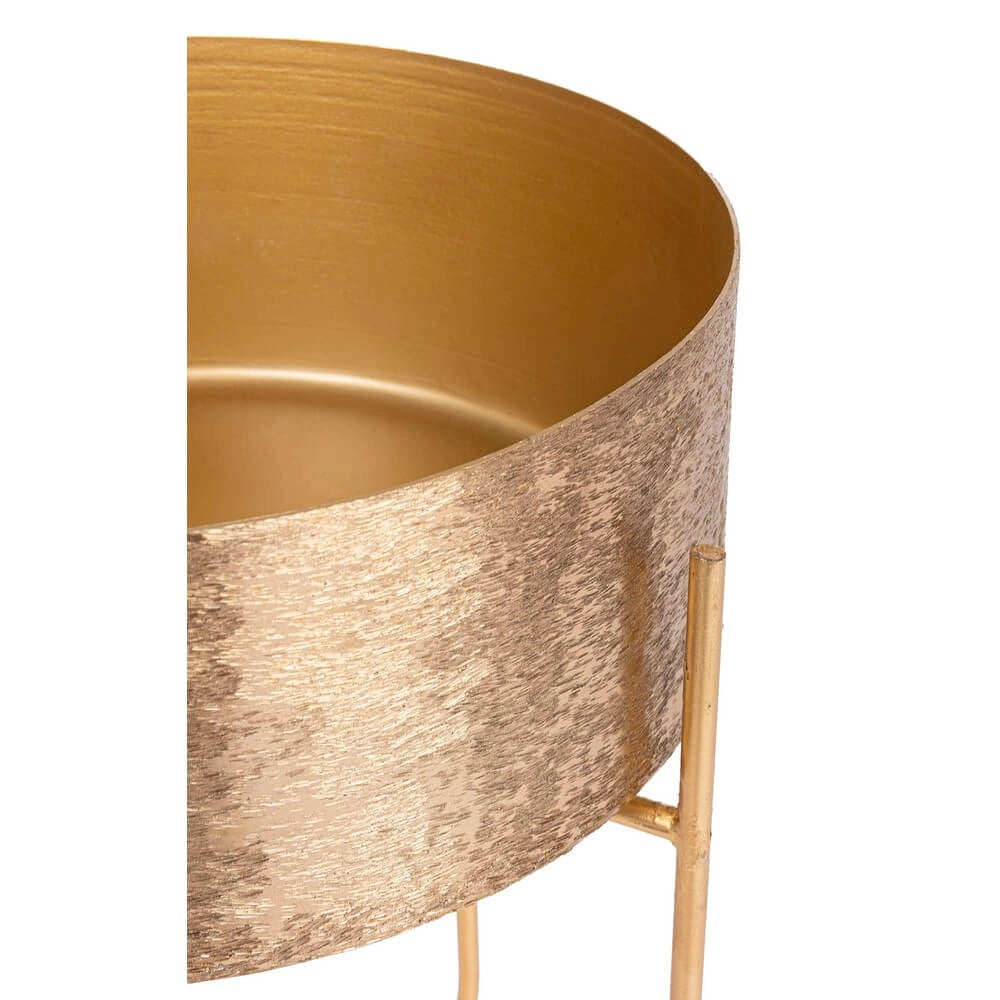 Set di 2 porta vaso in alluminio dorato con supporto in metallo - ROMAN