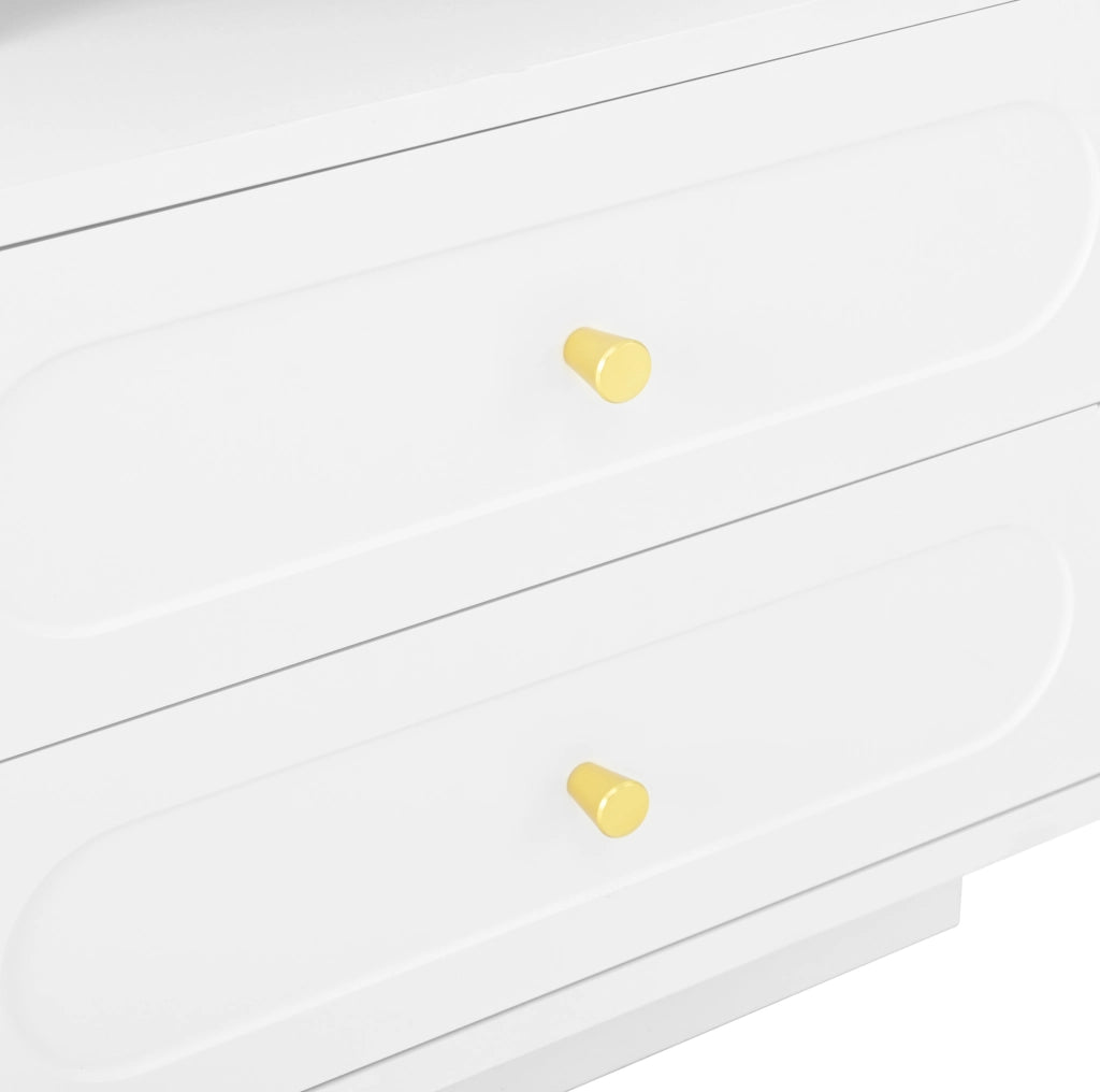 Comodino LED con 2 Cassetti e Ripiano Aperto, Bianco, 50x40x60 cm