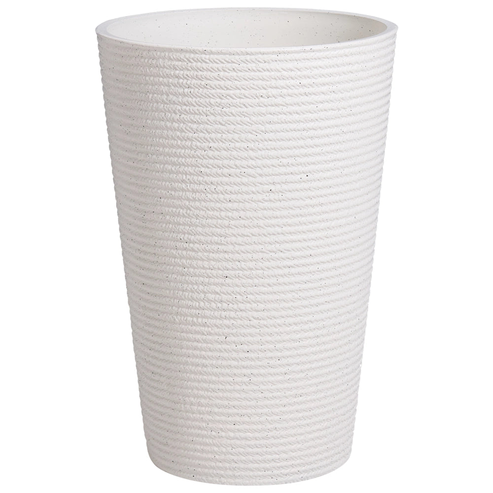 Set di 2 vasi da giardino grandi con effetto a coste per terrazzo colore bianco