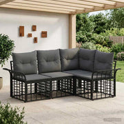 Set di divani da esterno 4 pz Nero e Grigio scuro Poliestere 3437683