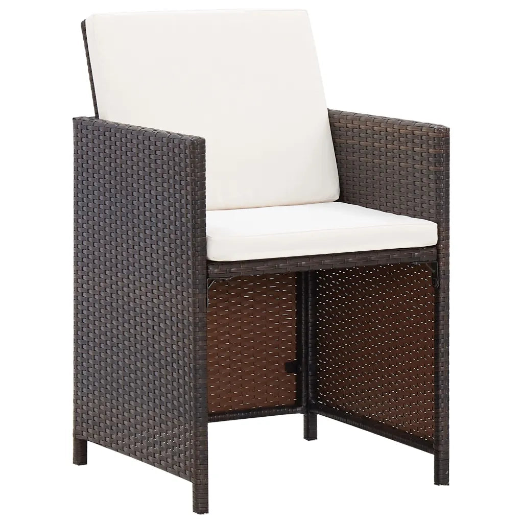 Set da Pranzo per Giardino 3 pz | Set Salotto da Giardino con Cuscini Marrone