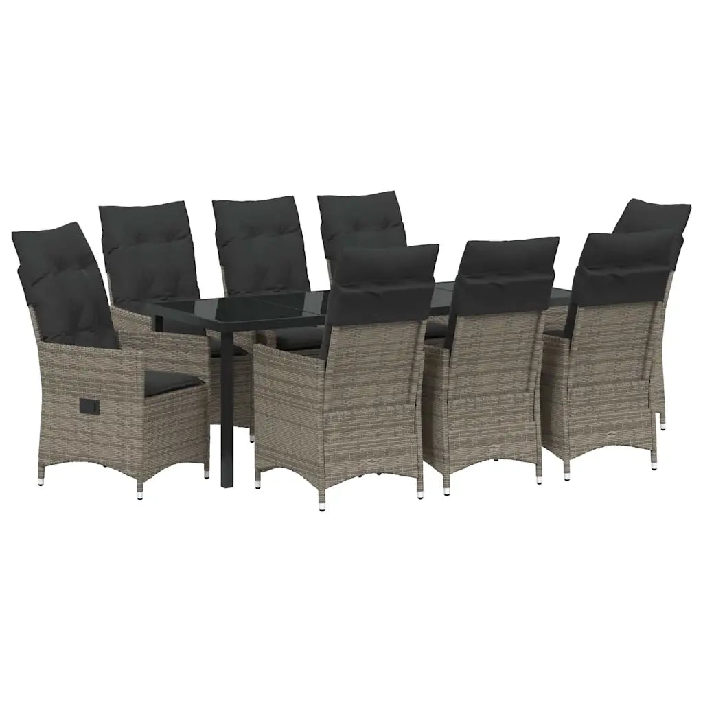 Set da Pranzo per Giardino con cuscino 9 pcs Grigio polyrattan 3379554