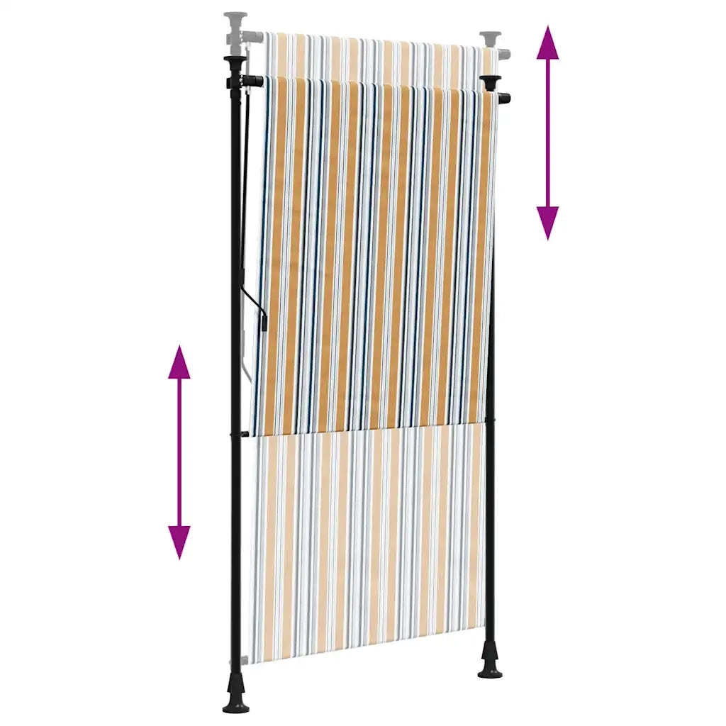 Tenda a rullo | Tenda avvolgibile Esterno Gialla e Bianca 120x270cm Tessuto Acciaio
