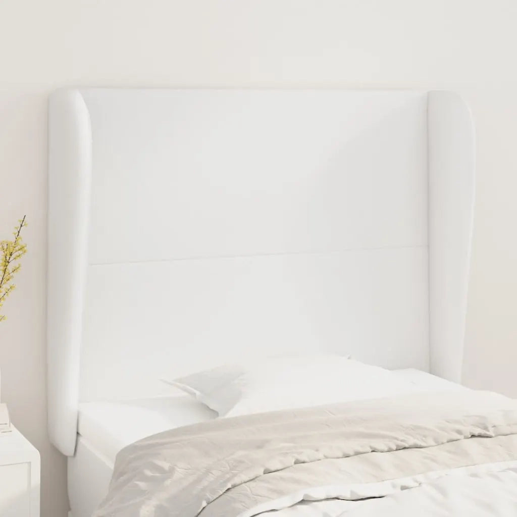 Testiera | Testata ad Orecchio Bianca 83x23x118/128 cm in Similpelle
