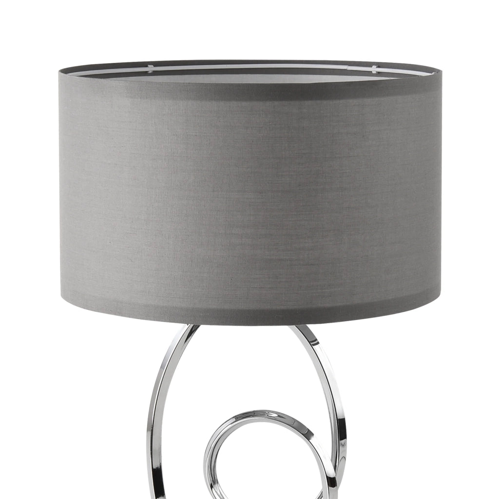 Lampada da tavolo E14 metallo e poliestere altezza 50 cm cromo e grigio 03_0009549