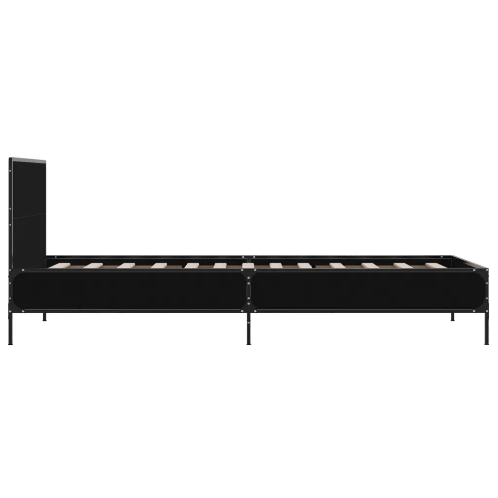 Giroletto-Struttura Letto Nero 100x200 cm in Legno Multistrato e Metallo 439761