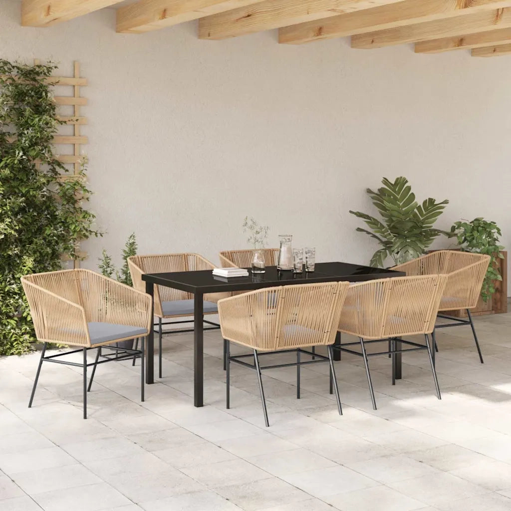 Set da Pranzo per Giardino con cuscino 7 pcs Marrone 3380930