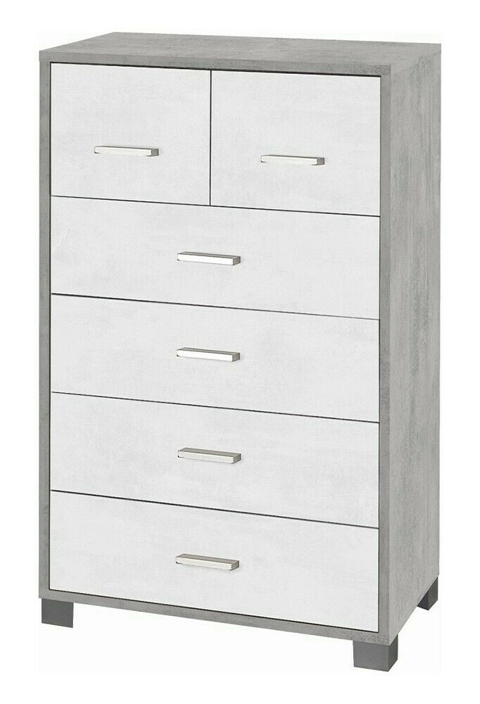 Mobile cassettiera 6 cassetti H112 L70 P41 Cm Struttura color Cemento frontali Bianco Ossido 772k Sarmog