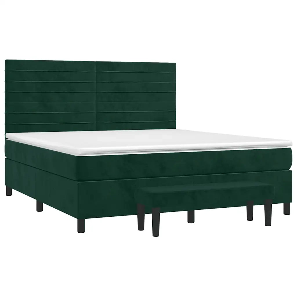 Giroletto a Molle con Materasso Verde Scuro 160x200 cm Velluto 3137914