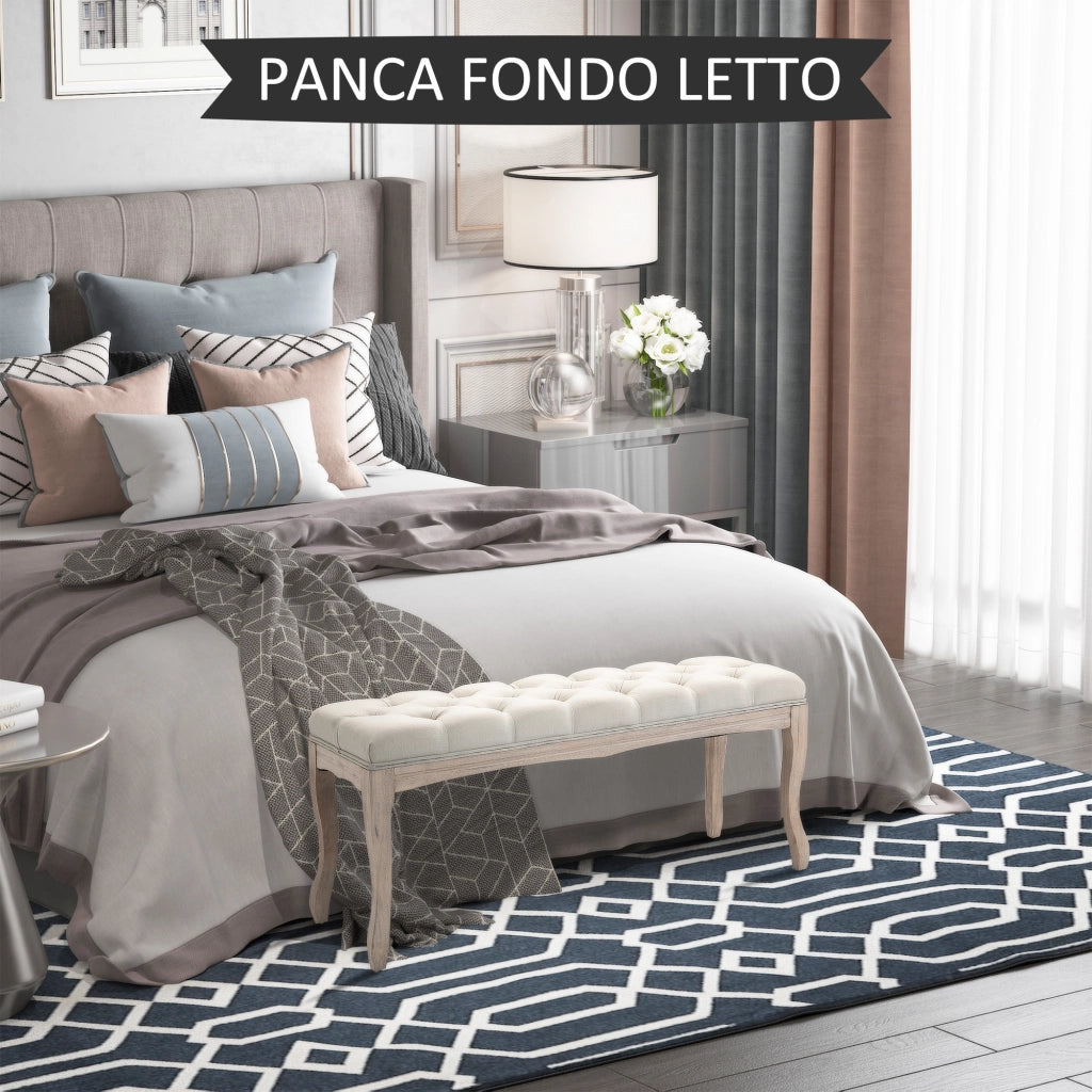Panca letto ¨C zephmum ¨C Tessuto beige, legno, 110x40x48