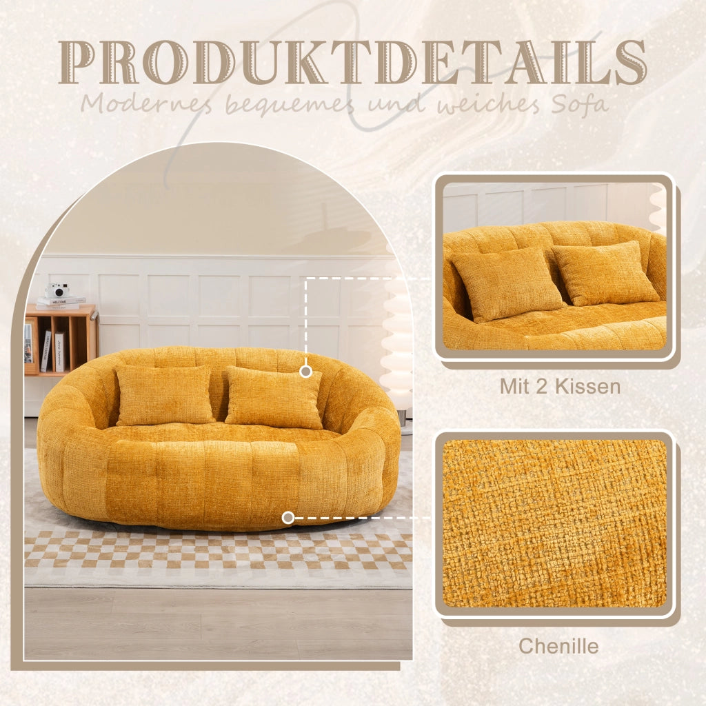 Divano relax in ciniglia gialla 150x95x63 cm; senza installazione