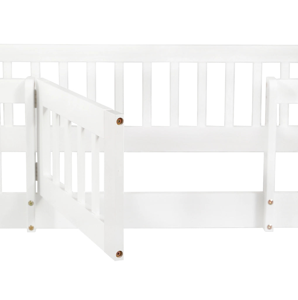 Letto a soppalco per bambini 90x200 cm con scala ad angolo in pino bianco