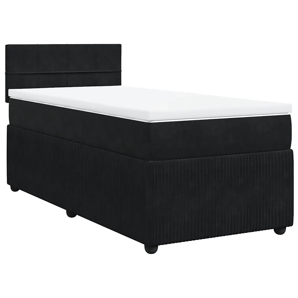 Giroletto a Molle con Materasso-Struttura Letto Nero 80x200 cm in Velluto 570480