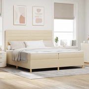 Letto a Sorgente LED con materasso Crema 200 x 200 cm Tessuto