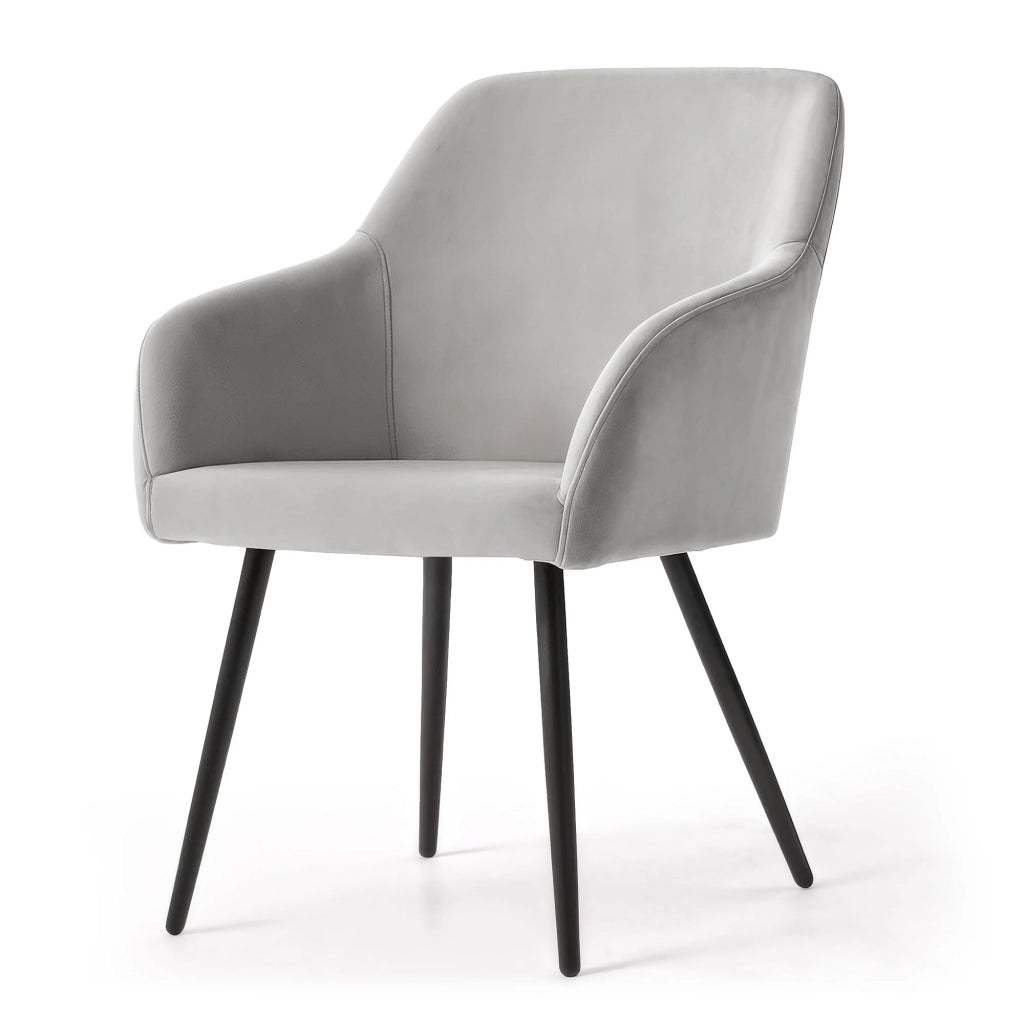 Set di 4 Sedie in velluto liscio ESTELLE Grigio gambe nere