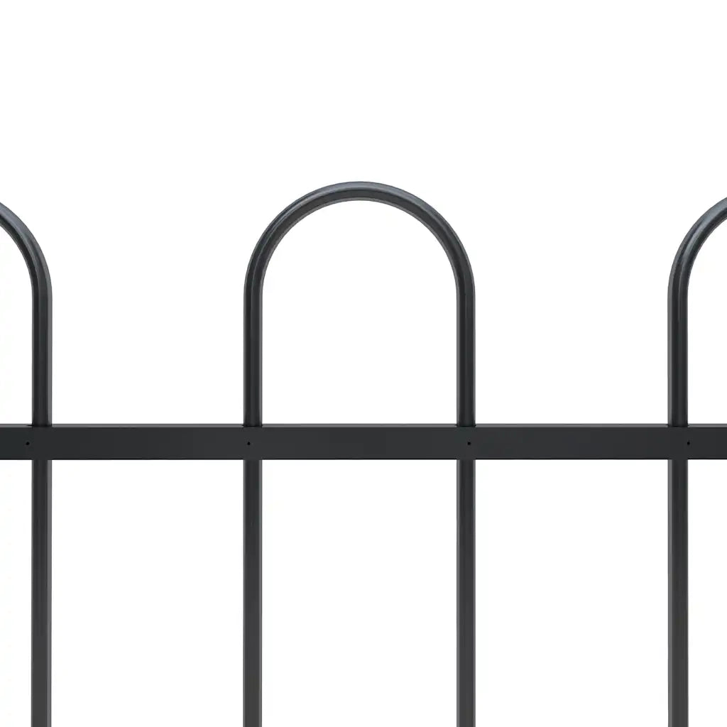 Recinzione da Giardino | Recinzione da cortile con Parte Superiore ad Anello in Acciaio 537x150 cm Nera