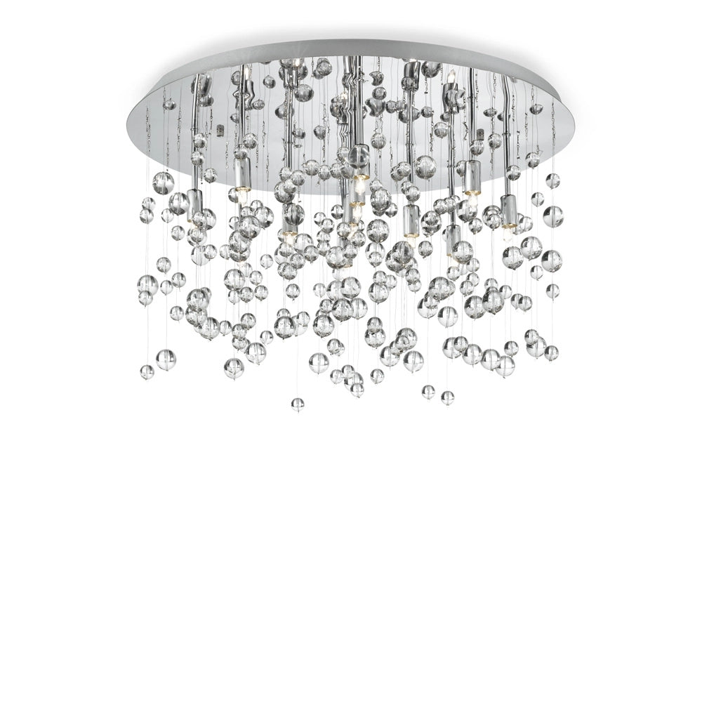 Plafoniera Contemporanea Neve Metallo Cromo 8 Luci G9 3W 3000K Luce Calda