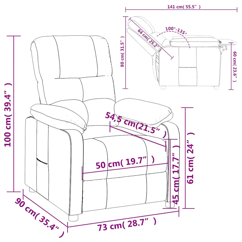 Poltrona Reclinabile Marrone Scuro in Tessuto 289667