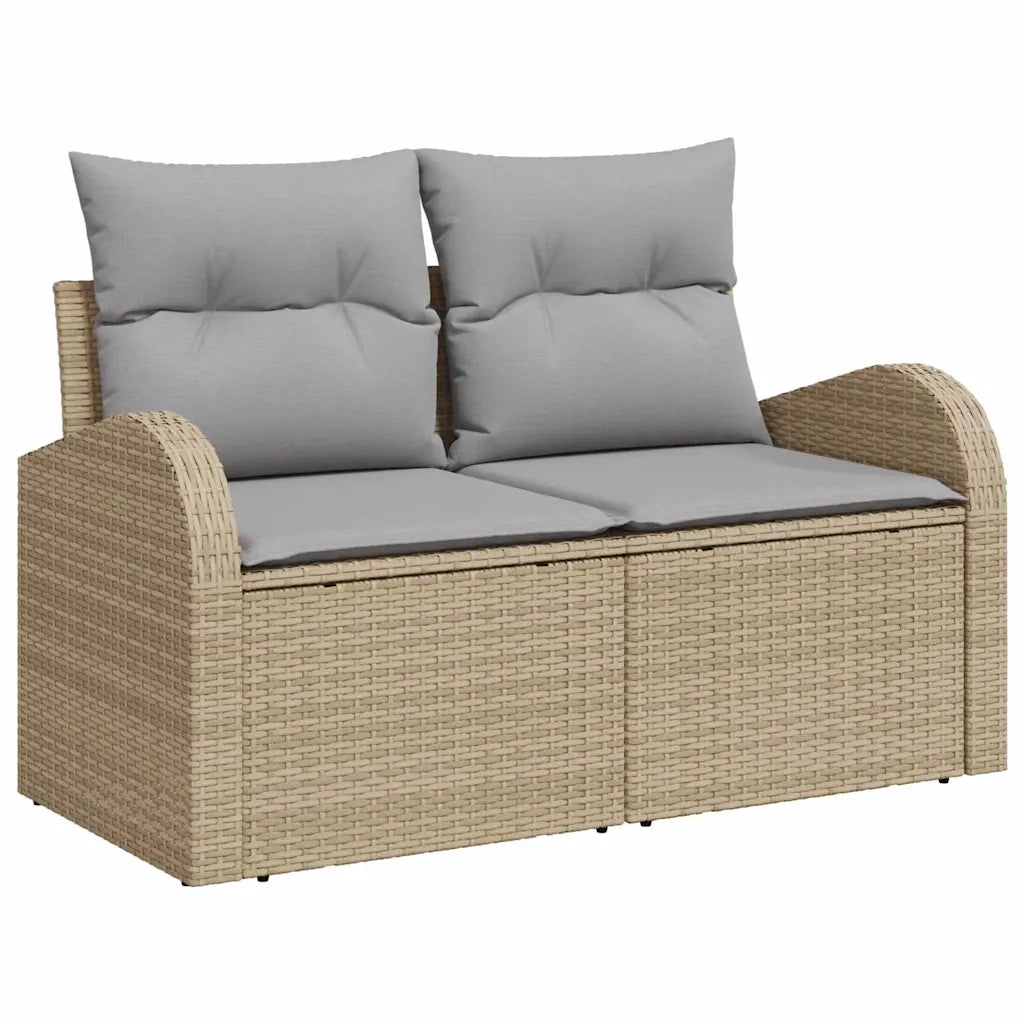 Set Divano da Giardino 10 pcs Beige Poly Rattan
