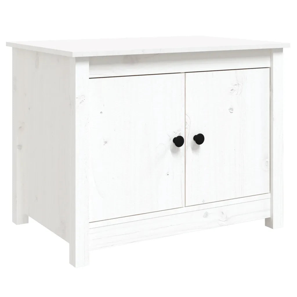 Tavolino da Salotto Bianco 71x49x55cm in Legno Massello di Pino 820927