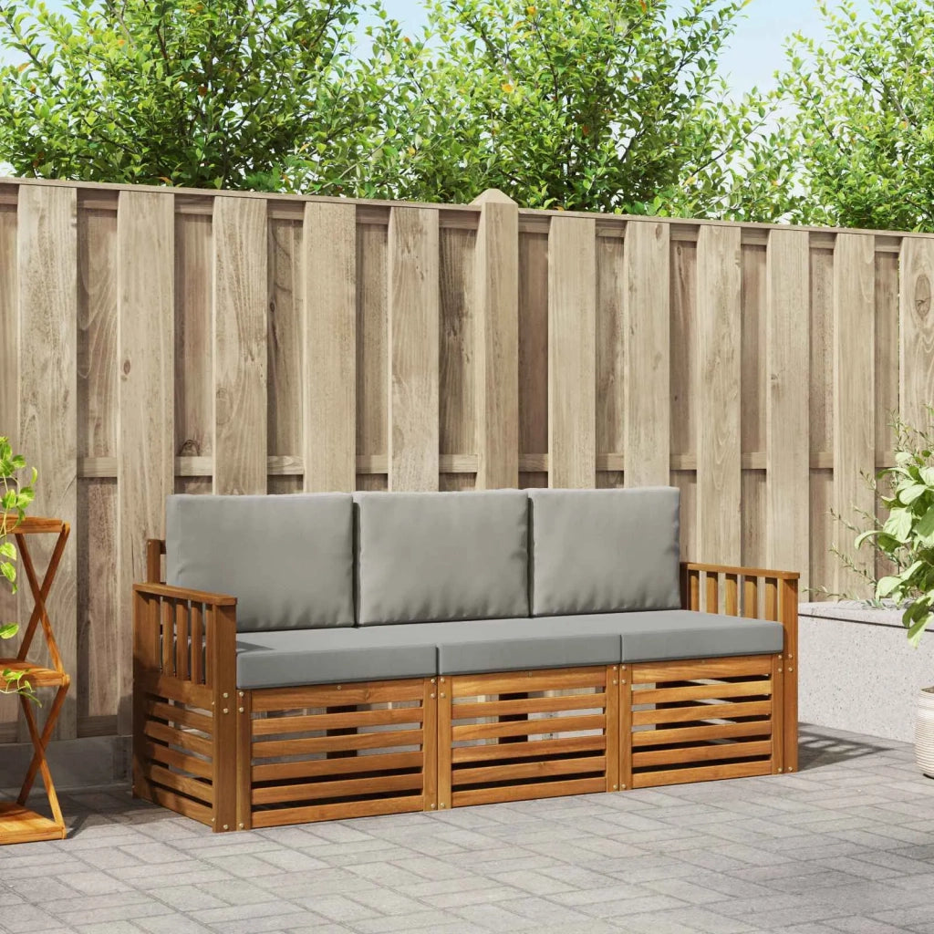 Set divani con cuscino 3 pcs Grigio Naturale e Chiaro 3374281
