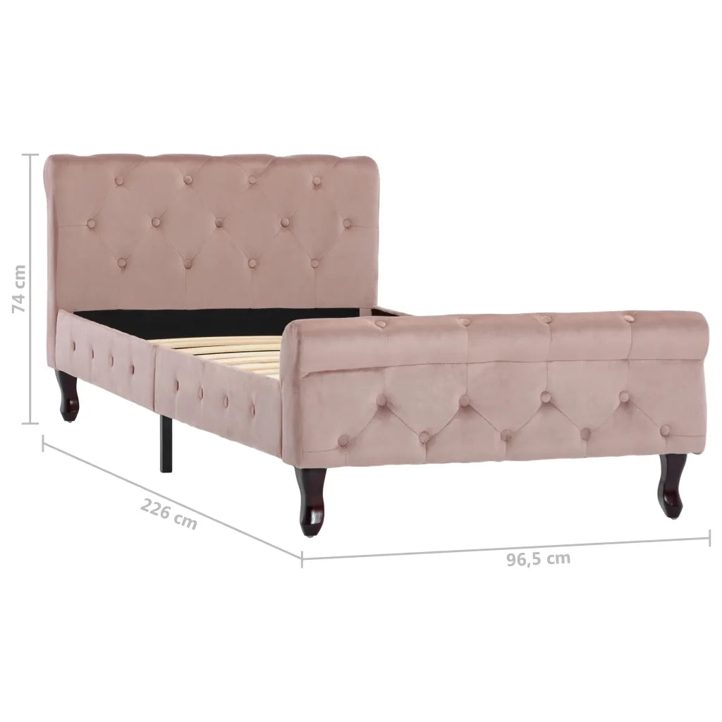 Giroletto-Struttura Letto Rosa in Velluto 90x200 cm 945538