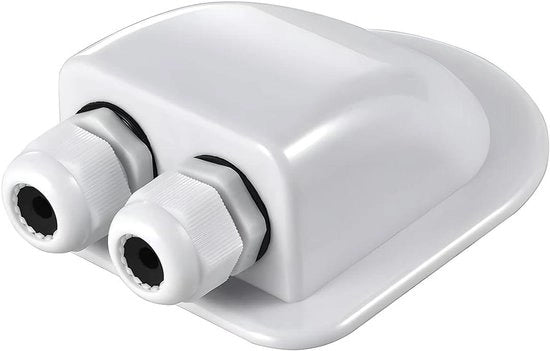 Connettore schienale per cavi solari, ingresso impermeabile, IP68, ABS, doppio passaggio cavi per pannelli solari camper (bianco)