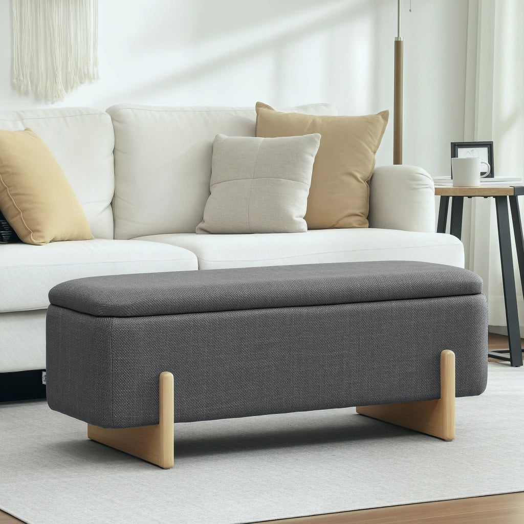 Sgabello con contenitore ¨C Minimal ¨C 111x44x44,5 cm, tessuto, grigio scuro