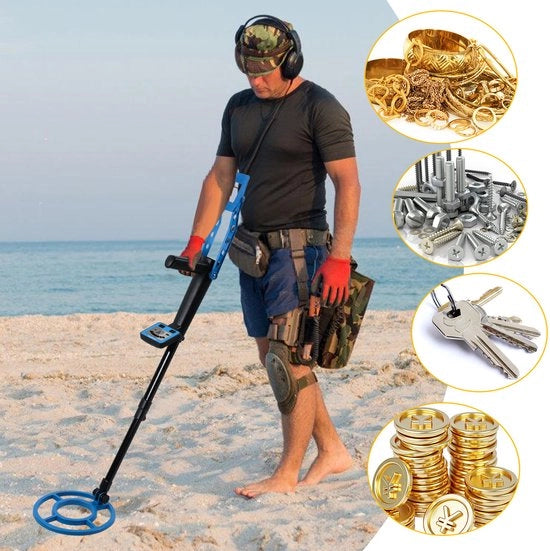 Detettore di metalli per bambini – Caccia alle reliquie – Adattabile 57-95cm blu + nero – ripiegabile – con borsa di trasporto