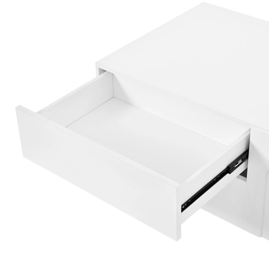 Set mobili soggiorno con mobile TV 180 cm e tavolino 100 cm bianco HOMVRA