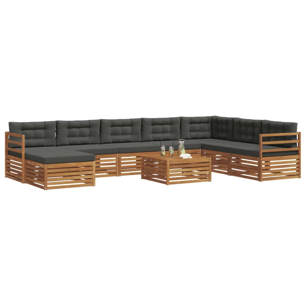 Set di divani da esterno con cuscino 9 pcs Naturale e Antracite 3373962